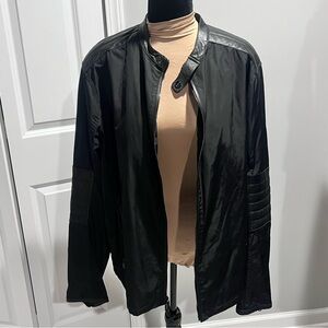 Michael Kors Black Bomber Jacket with Quilted Sleeves